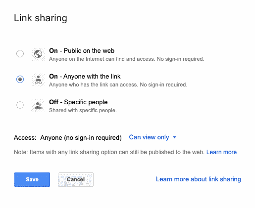 Google Drive Choose Access