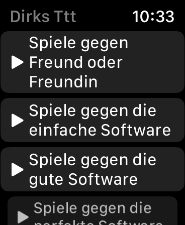 Menu on Apple Watch offering the three software opponents