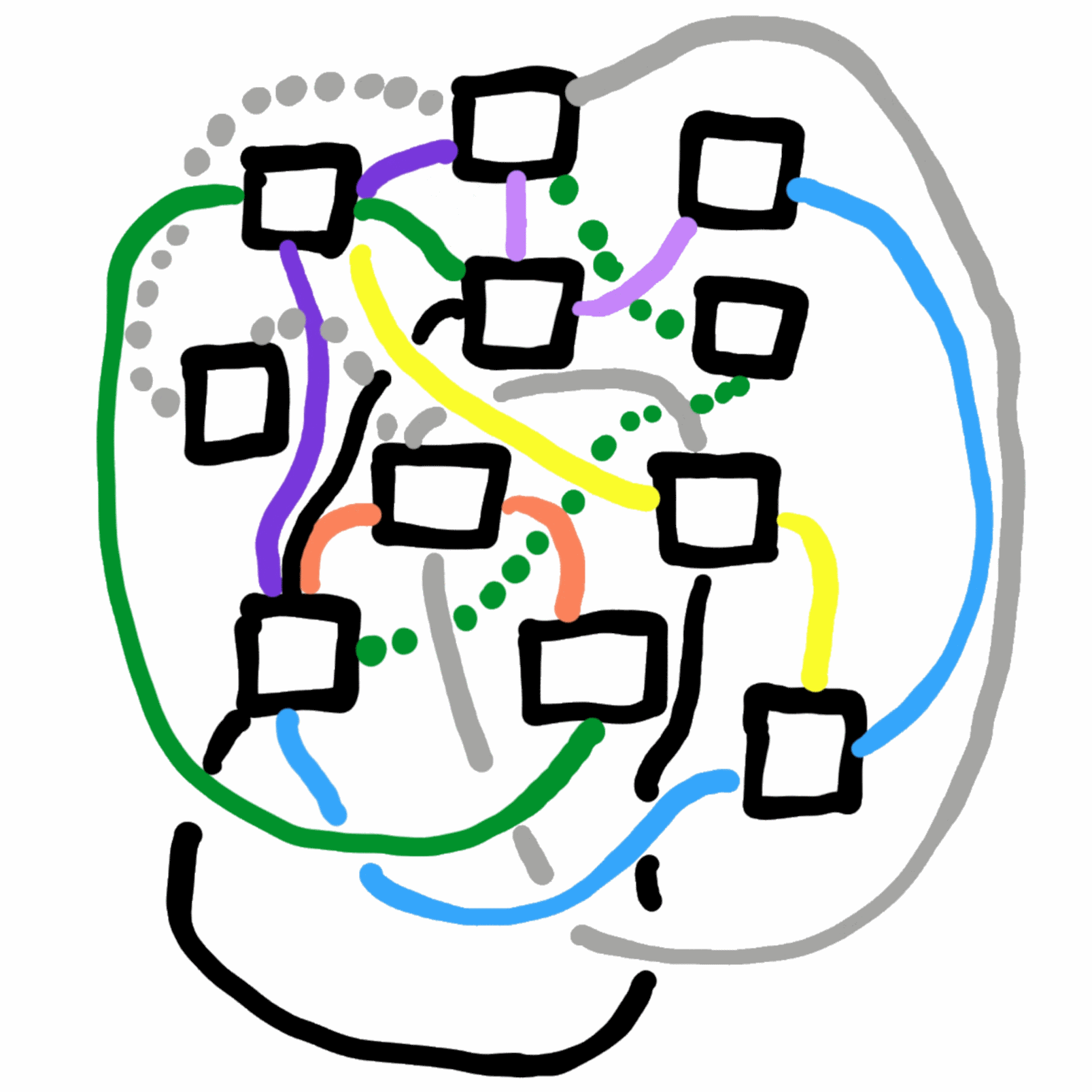 Board of the third level, made of coloured shapes